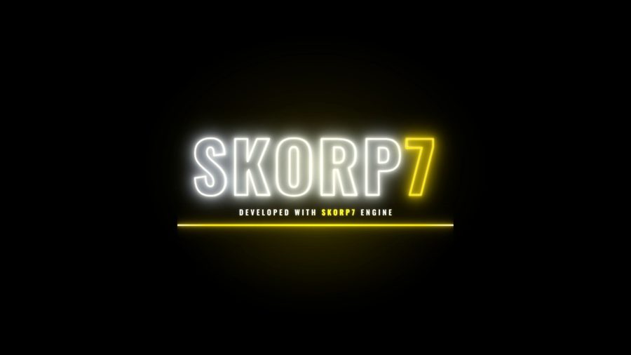 Skorp7 logo reveal: a glowing gold number seven